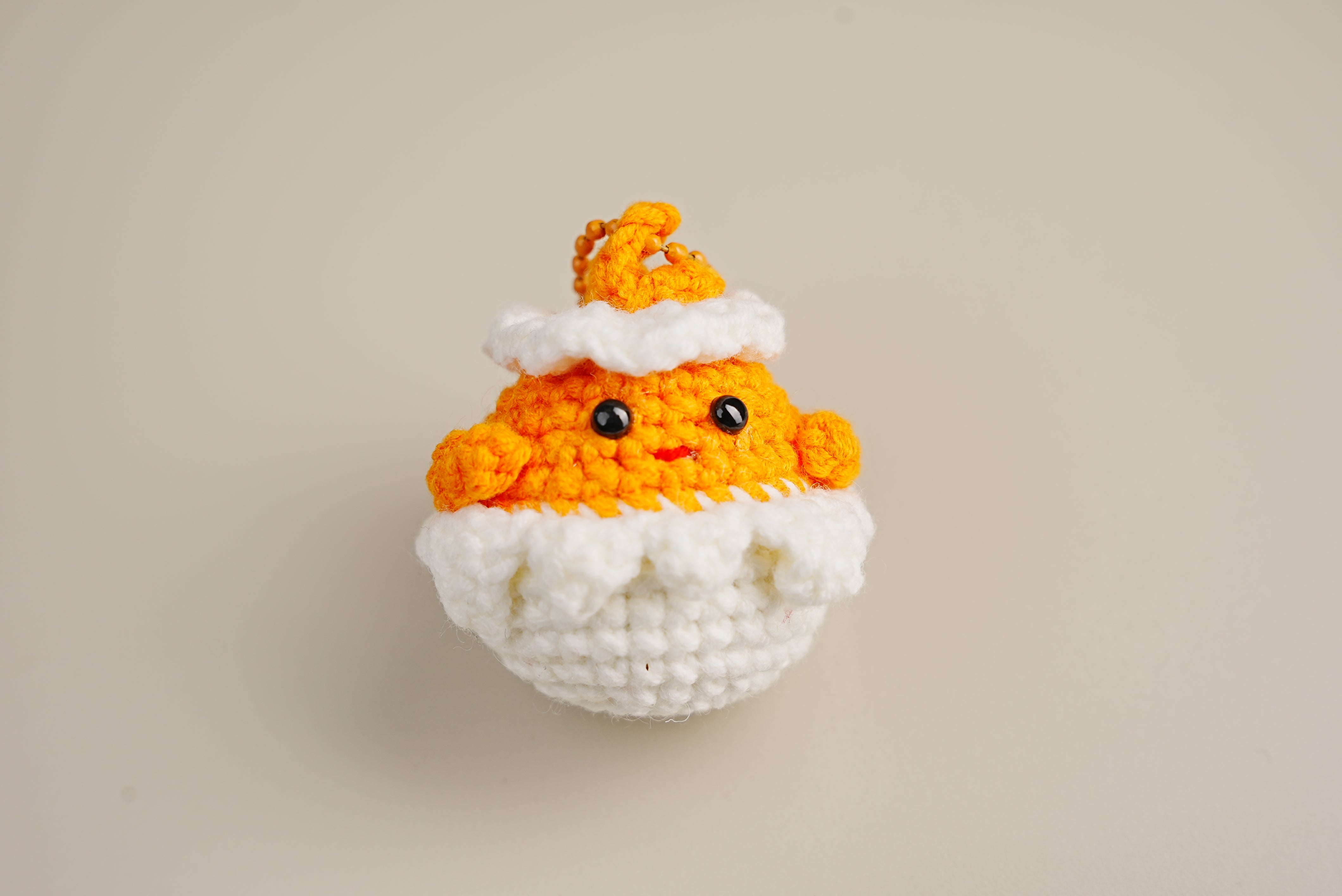 Eggshell Buddy Crochet Charm Keychain
